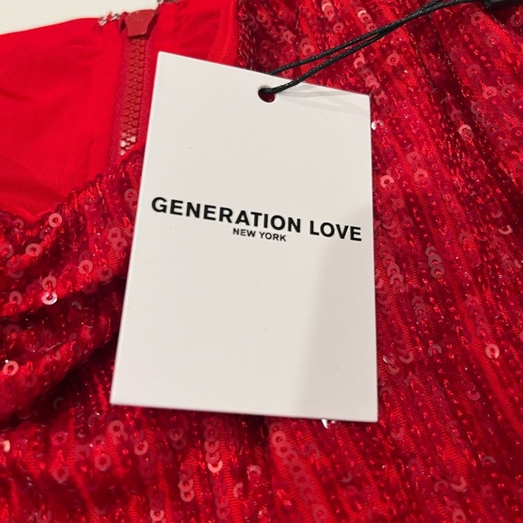 NWT Generation Love Estella Sequin Crop Tank Top Rouge Red M - Picture 5 of 6